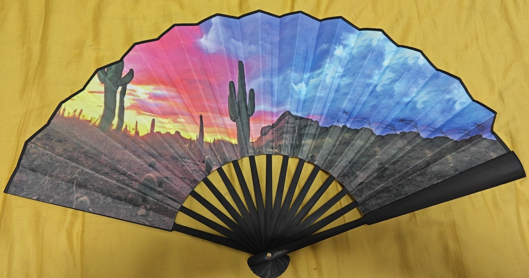 custom printed chinese folding hand fan bamboo paper