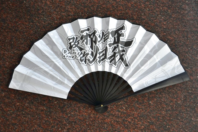 custom printed chinese folding hand fan bamboo silk