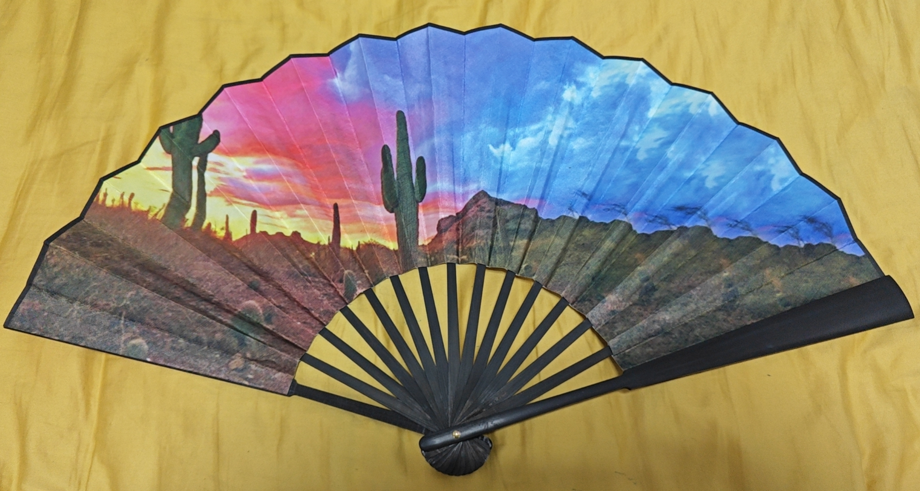 custom printed chinese folding hand fan bamboo silk