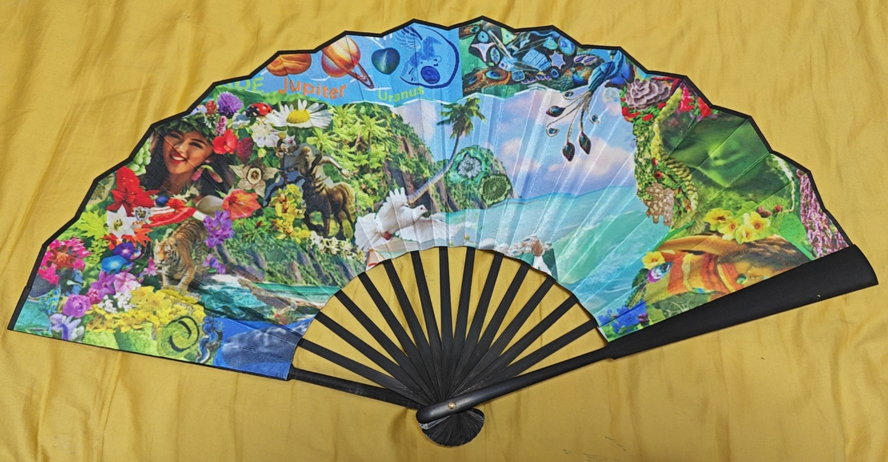 custom printed chinese folding hand fan bamboo silk