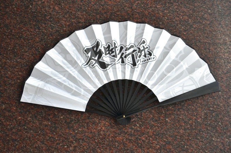 custom printed chinese folding hand fan bamboo silk