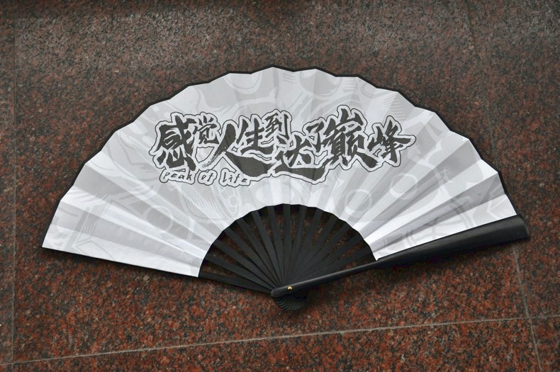 custom printed chinese folding hand fan bamboo silk