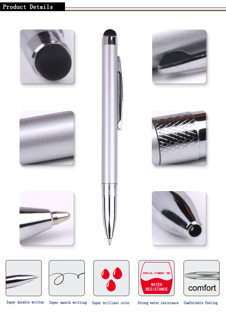 Metal Ballpoint Pen with Stylus Tip