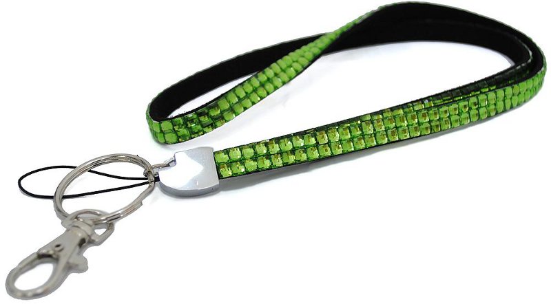 Green Rhinestone Lanyard For Badge & Key