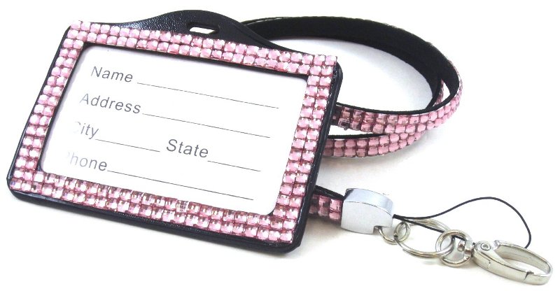 custom bling rhinestone lanyard with name badge holder