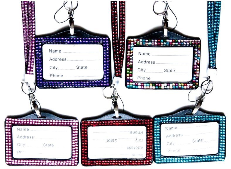 Rhinestone Lanyard with ID Card Badge Holder