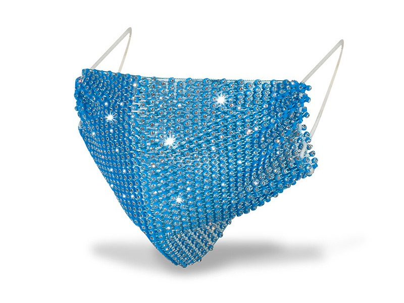 blue rhinestones diamond face mask decoration