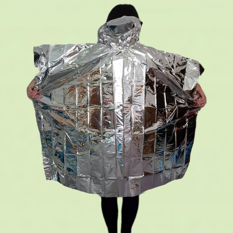 emergency foil poncho prevent hypothermia and shock reflective silver rescue survival supplies