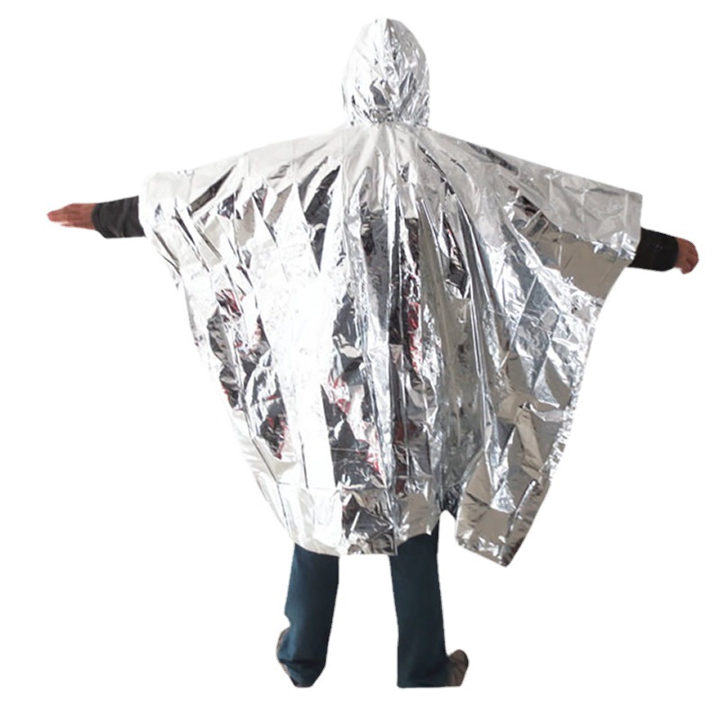 emergency foil poncho prevent hypothermia and shock reflective silver rescue survival supplies