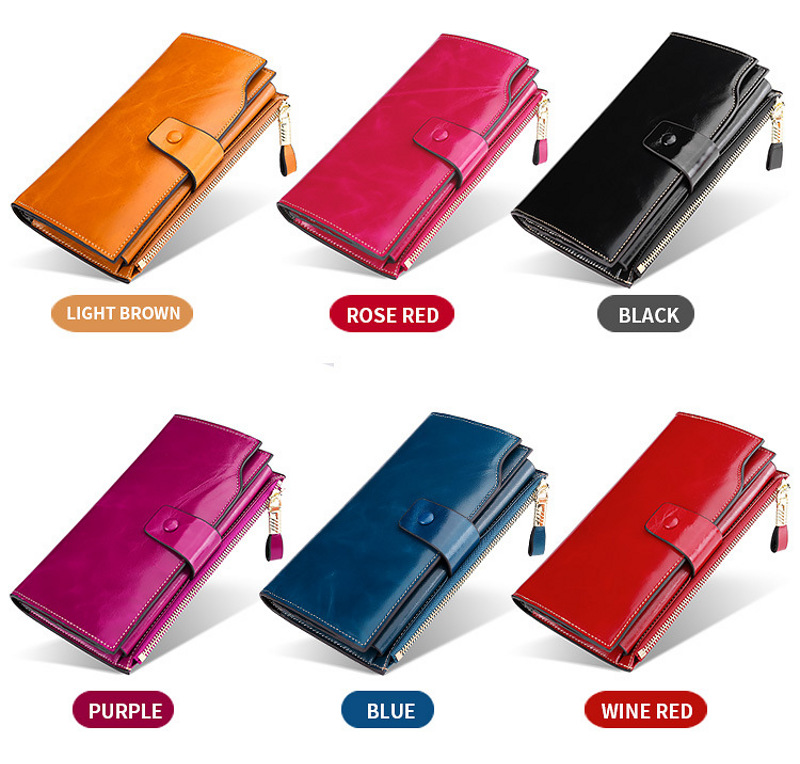 lady women genuine leather clutch wallet rfid blocking wholesale