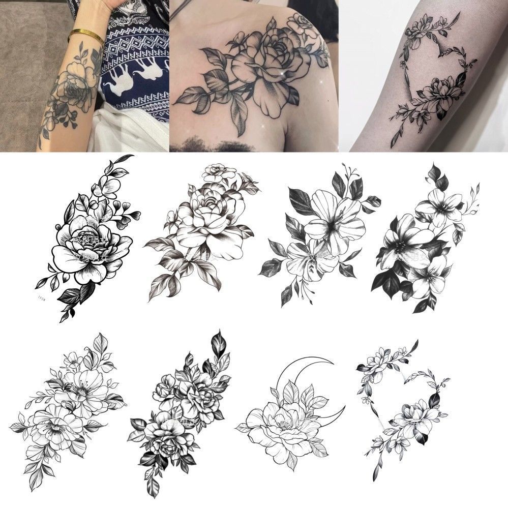 herbal temporary tattoo sticker adult fake look real long lasting flower floral