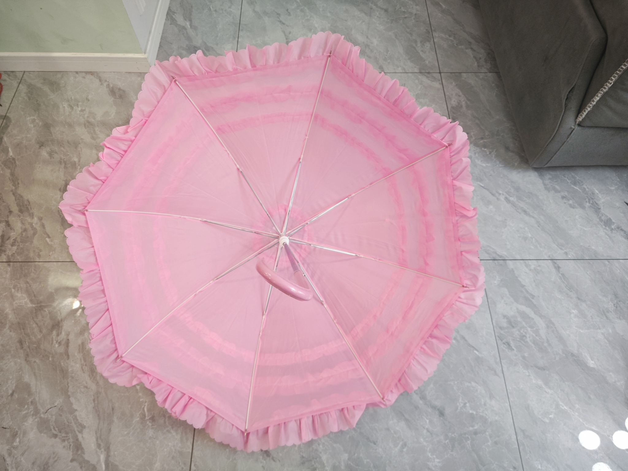 Umbrella with 3 Frills Ruffles Lolita Cosplay parasol pink