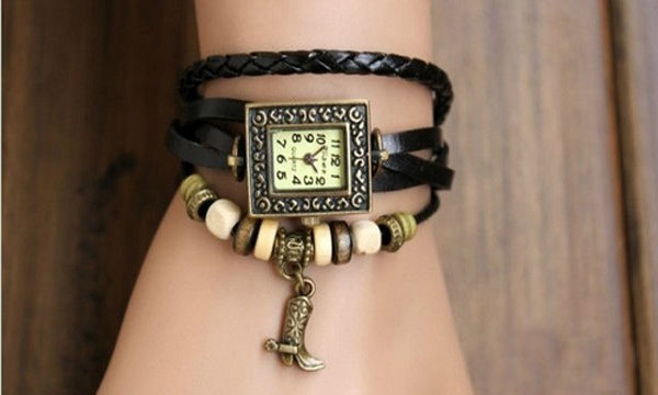 leather charm watch