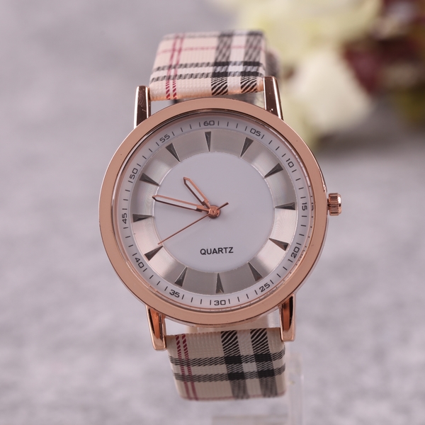 Plaid Leather Strap Watches