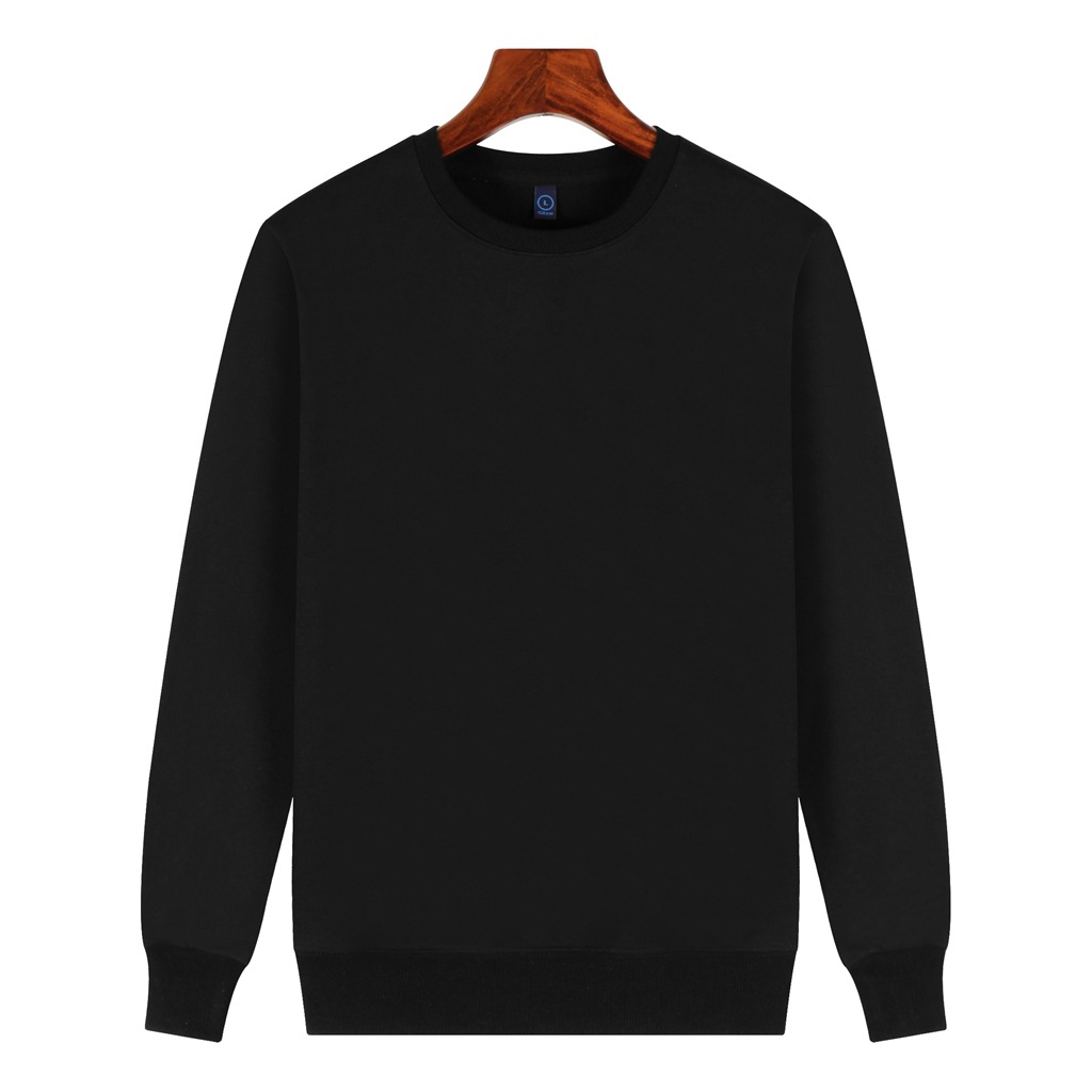 pure 100% cotton sweatshirt long sleeve crew neck black