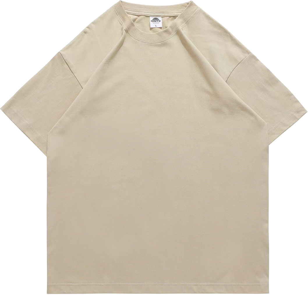 pure 100% cotton T-shirt oversized drop shoulder heavyweight Khaki