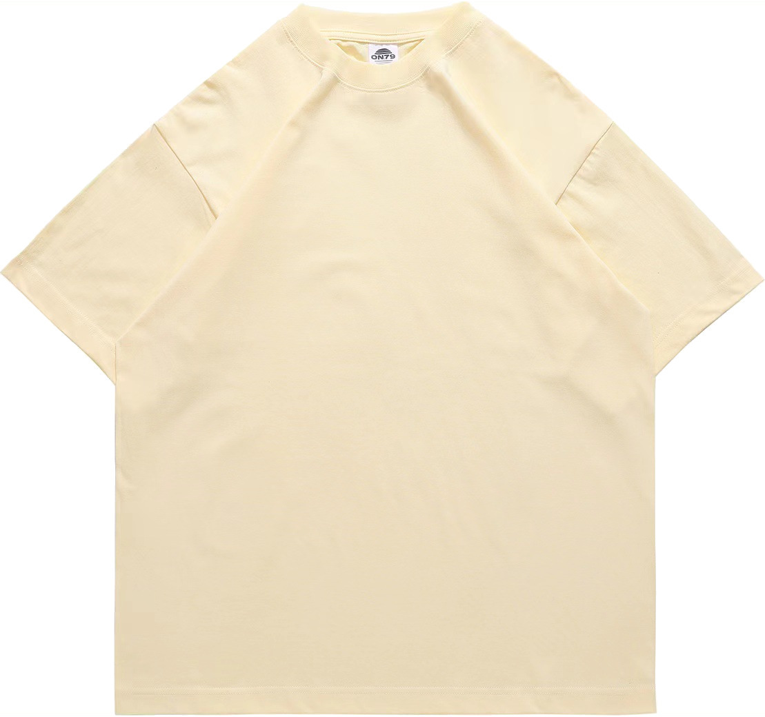 pure 100% cotton T-shirt oversized drop shoulder heavyweight Beige