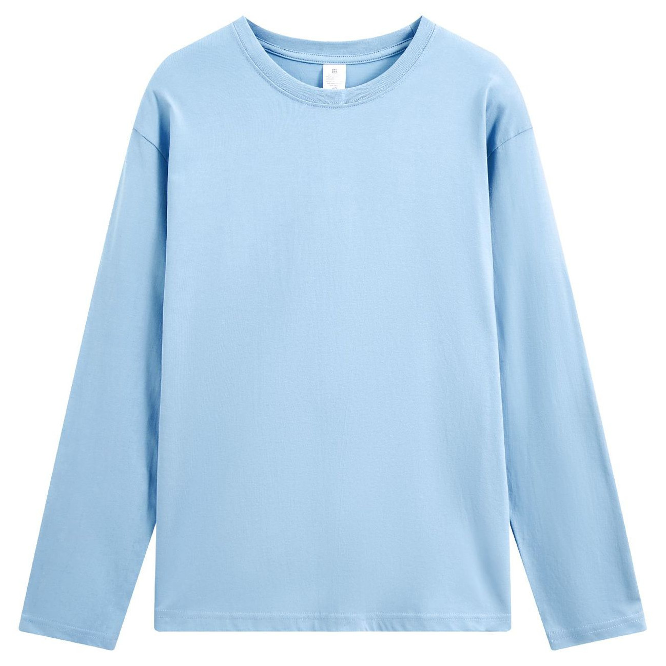 pure 100% combed cotton T-shirt long sleeve crew neck Sky Blue