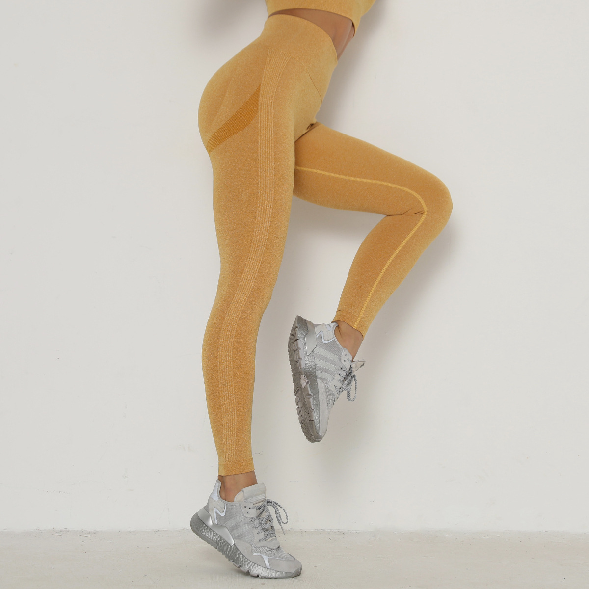 yellow seamless yoga leggings high waist gym pants