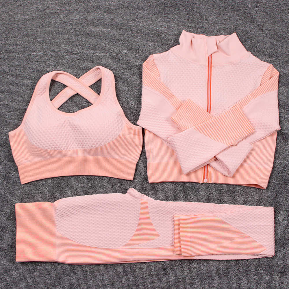 3 pieces workout outfit set top sports bra yoga leggings wholesale